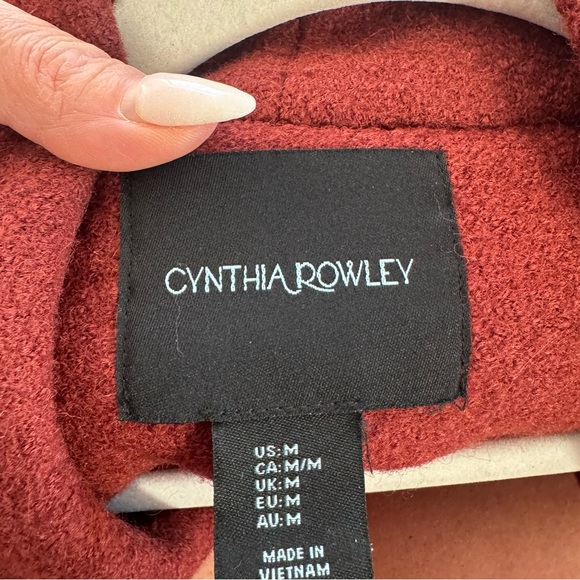 Cynthia Rowley Sweater Vest Burnt Orange Wool Blend Long Open Front M - Picture 5 of 8